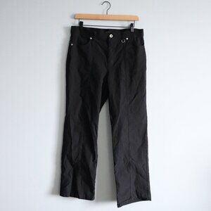 Simon Chang Women's Sz 12 Black Straight Leg Stretch Denim Pockets Trouser Pants